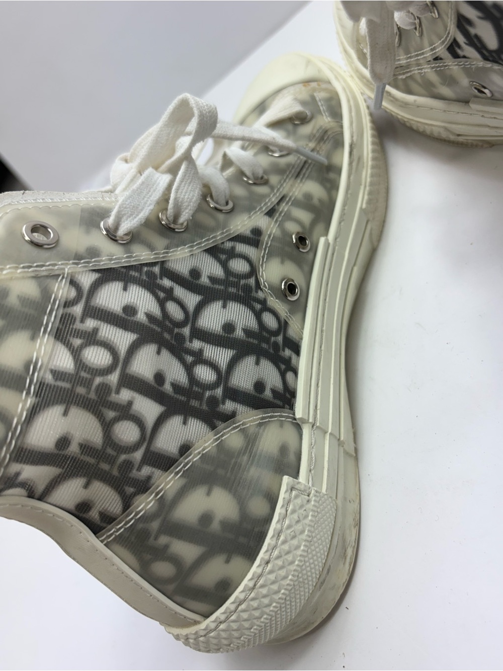 Translucent Lace-Up High Top Sneakers with Monogram - Picture 8 of 12